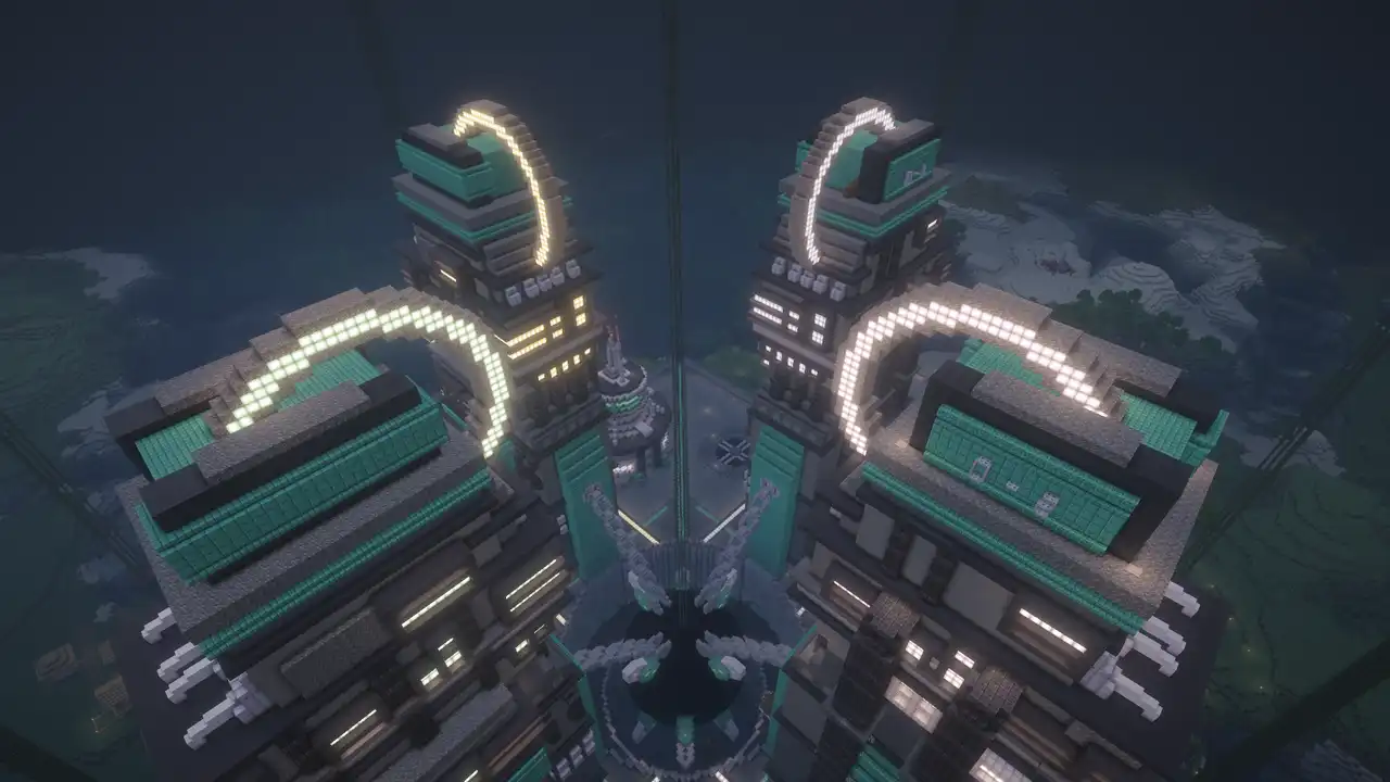 SciFi Base. Vier große SciFi Türme, gebaut von DerKing111